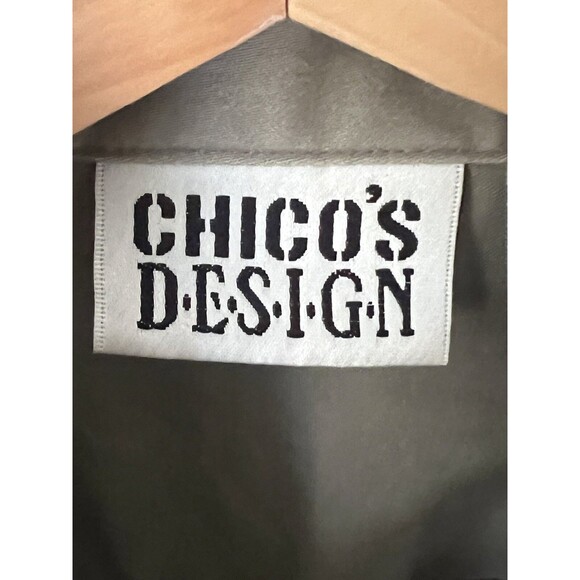 Chico's Design Button Up Twill Vest Womens S (Chico's 0) Khaki Gray Pocket Welt - Picture 2 of 15